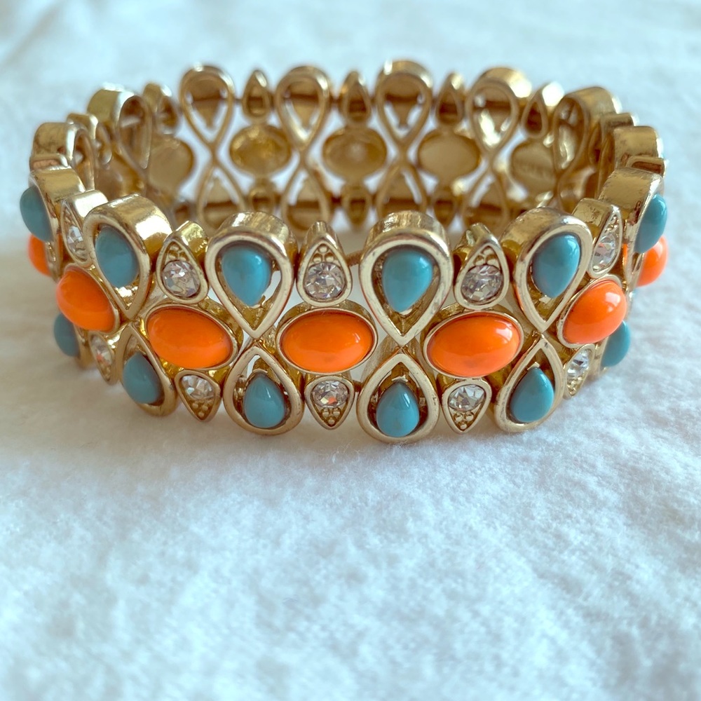 JCrew Enamel and Crystal Gold Bracelet